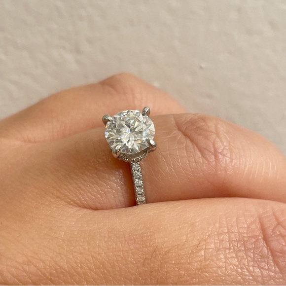 2.00ct Genuine Moissanite Engagement Ring, Hidden Halo, Sterling Silver - Picture 6 of 10